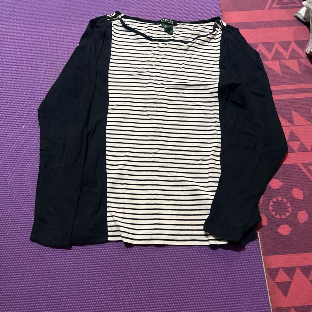 Jordan Black and White Striped Long Sleeve Top